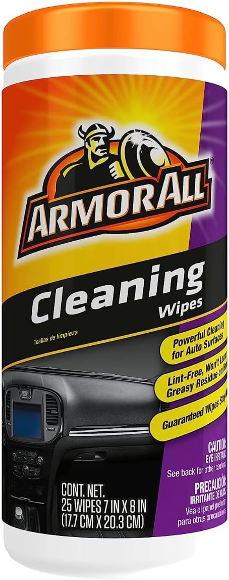 Armor All Car Interior Cleaner Wipes, Car Interior Cleaning Wipes for Dirt and Dust in Cars, Trucks and Motorcycles, 25 Count