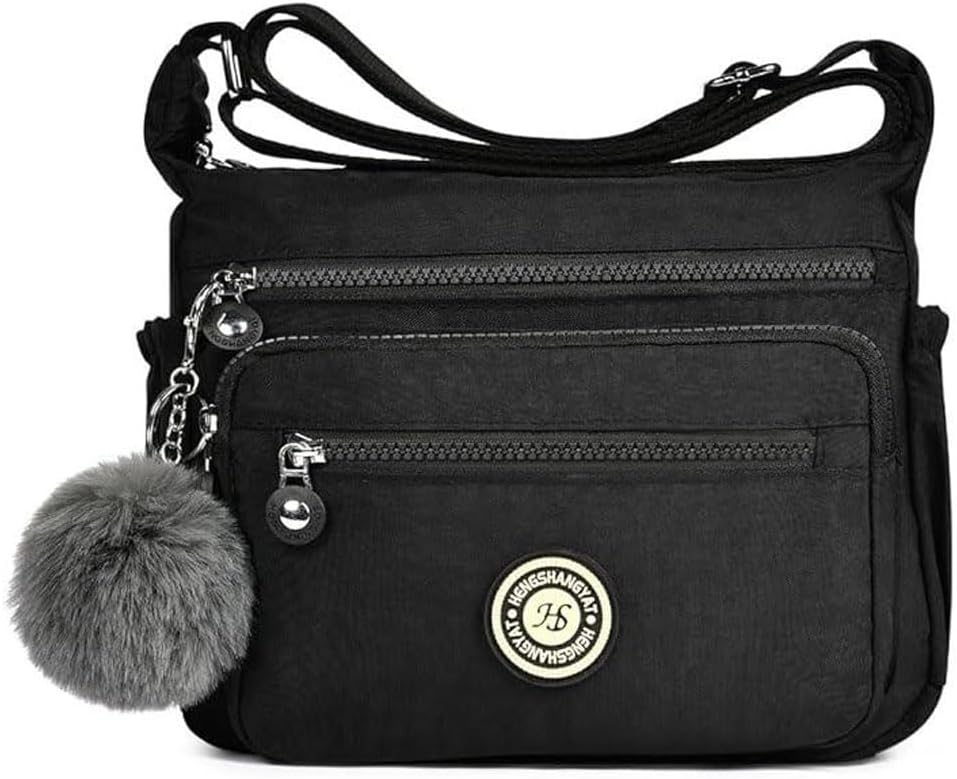 Aucuu Women's Multi-Pocket Casual Crossbody Bag, Multifunctional Travel Bag with Adjustable Shoulder Strap, Nylon Lightweight and Waterproof, for Shopping, Hiking, Everyday Use