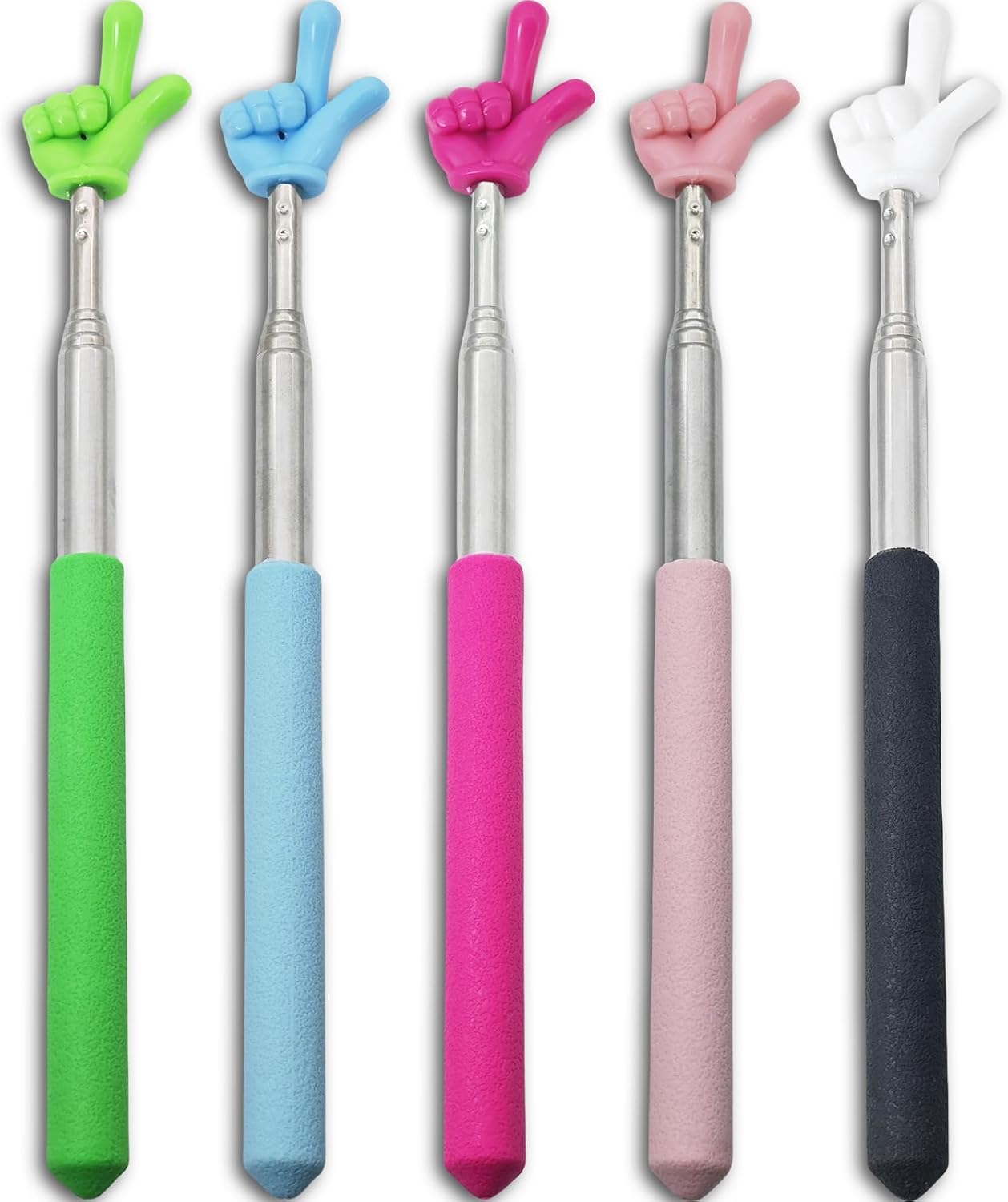 5PCS Pointer Stick For Classroom – Multipurpose Teacher Pointer Stick, Extendable Classroom Pointer And Finger Pointer Stick, Engaging Colors – Classroom Essentials For Effective Presentations