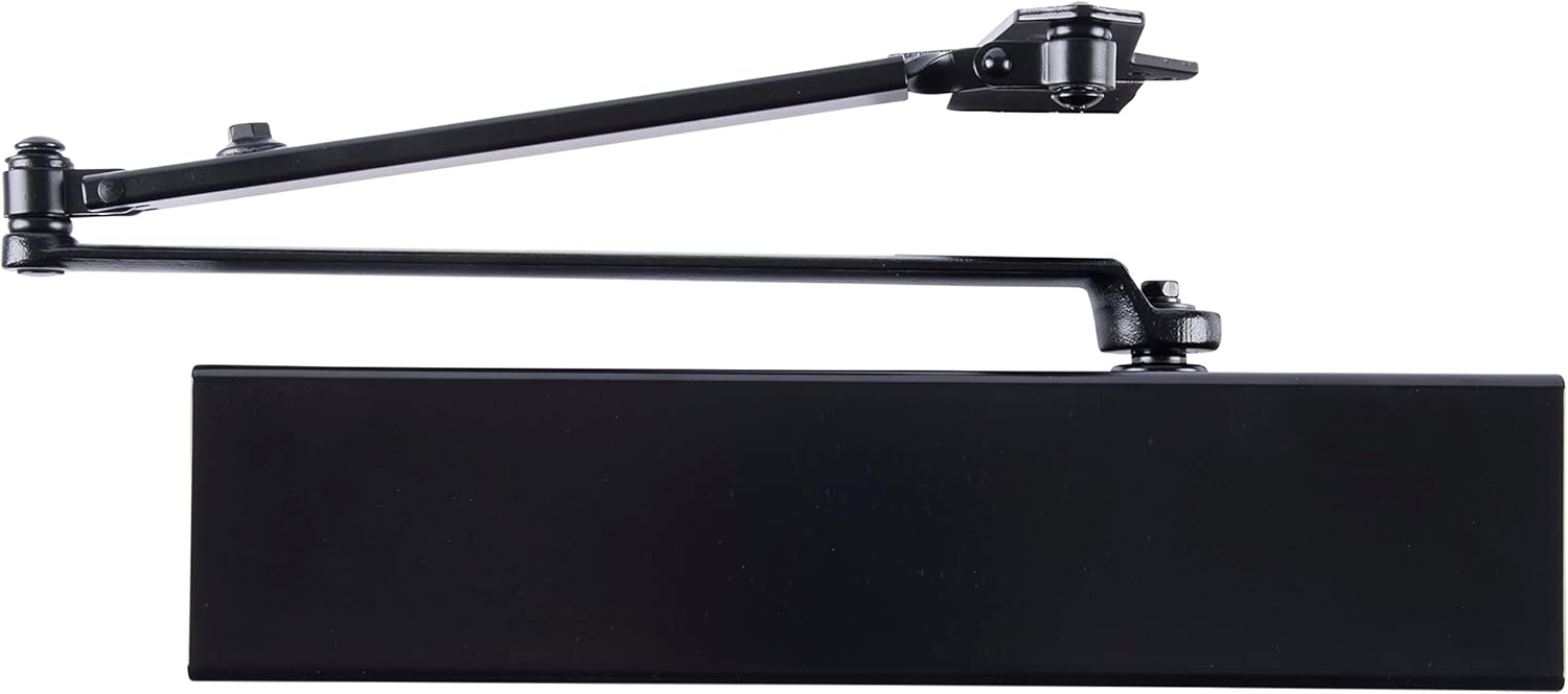 BRINKS Commercial - Heavy Duty All-in-One Commercial Door Closer, Matte Black Finish - Adjustable from Size 1 to Size 5 with a 180-Degree Opening Range