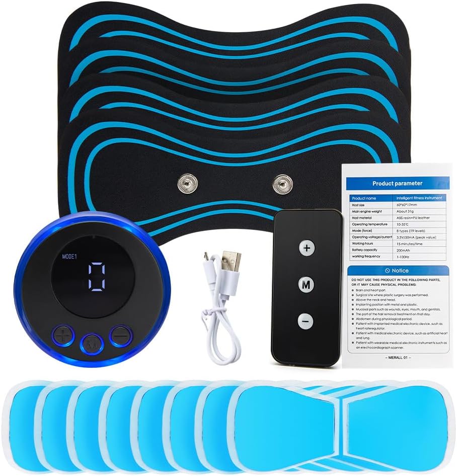 Wirelss TENS Machine for Pain Relie - 8 Modes, 19 Intensity Levels with 4 Reusable Pads & 8 Gel Pads, TENS Therapy Device for Muscle, Nerve, and Joint Pain Relief