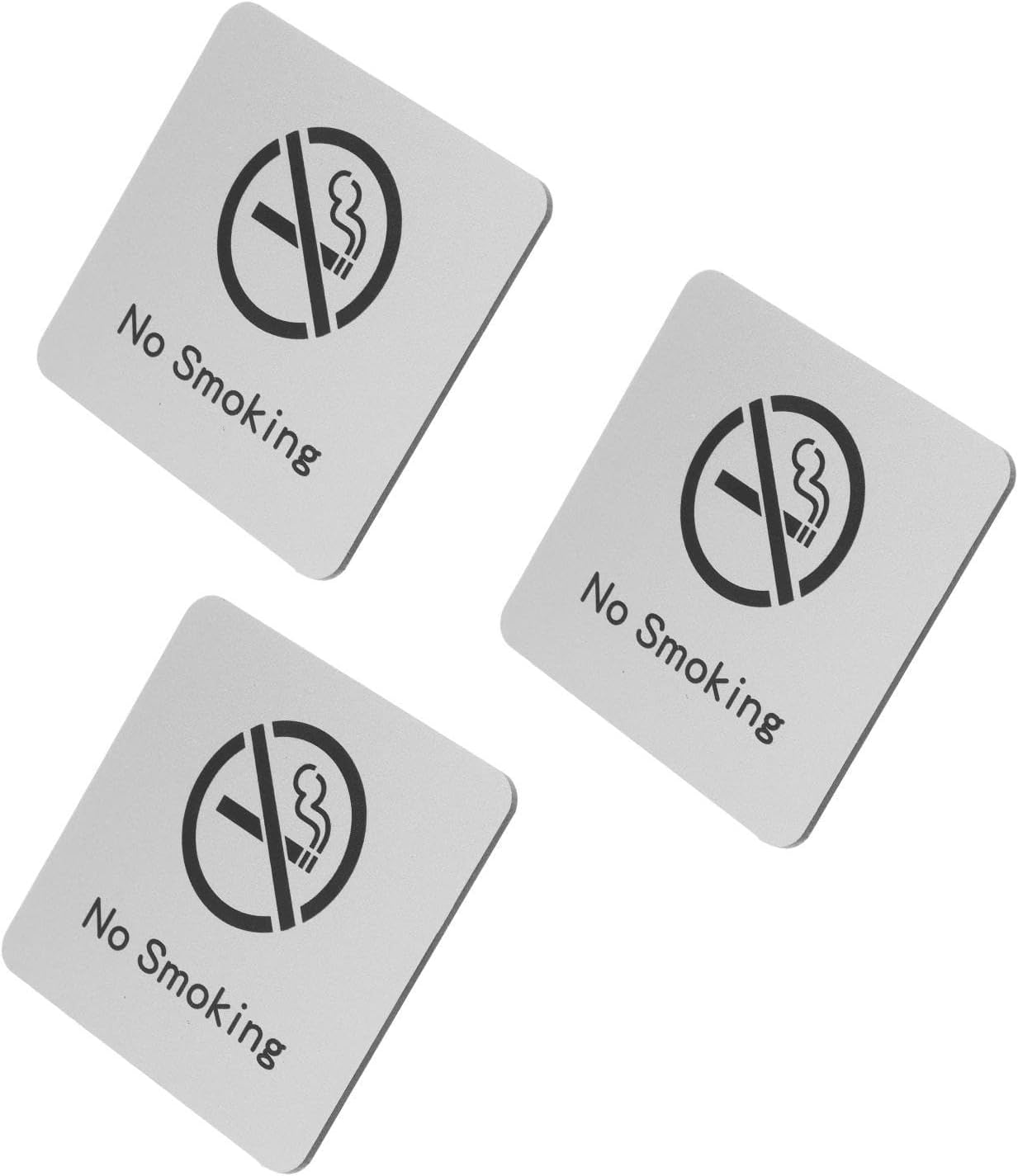 Mobestech 3pcs No Smoking Sign Bathroom Door Sign Metal Signs for Businesses Non Smoking Signs for Offices Bathroom Wall Decorations Warning Silver Aluminum Composite Panel