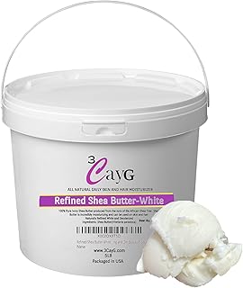 3CayG 5lb Pail White Refined Shea Butter Deoderized Skin and Hair Body Butter Use for Soapmaking and Whipped Body Butter