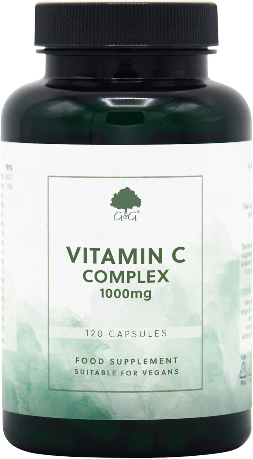 High Strength Vitamin C Capsules 1000mg - 120 Vegan Capsules - with Rosehip and Acerola - Non-GMO, Made in The UK by G&G Vitamins