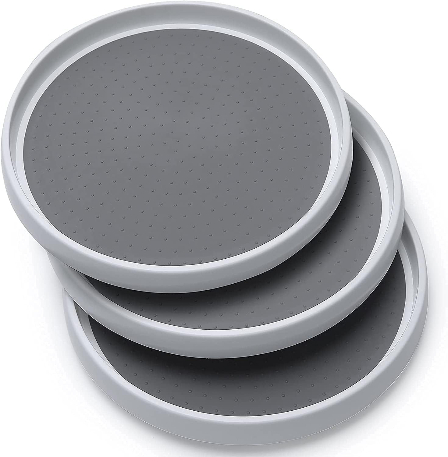 Lawei 3 Pack Pantry Cabinet Lazy Susan Turntable - 10 Inch Non-Slip Lining Kitchen Storage Turntable for Cabinet, Pantry, Refrigerator, Countertop - Spinning Organizer for Spices, Condiments, Baking
