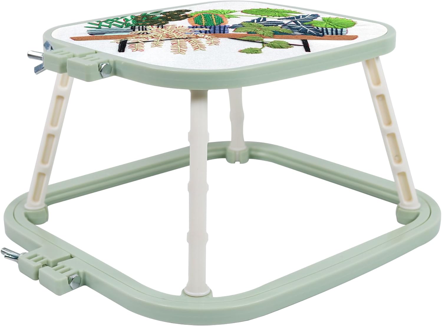 guofa Square Embroidery Hoop Stand，ABS Plastic Cross Stitch Stand, Embroidery Hoop Holder for DIY Craft, Punch Needle Hoop, Sewing Needlepoint Frame Stand (green)