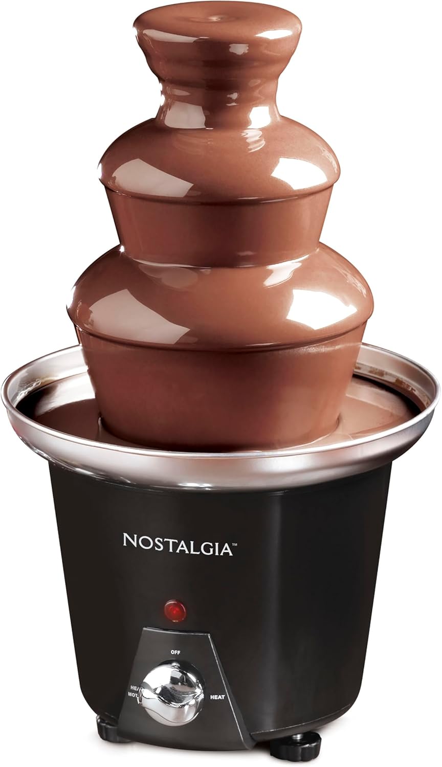 Nostalgia 3 Tier Electric Chocolate Fondue Fountain Machine for Parties - Melts Cheese, Queso, Candy, and Liqueur Dip Strawberries, Apple Wedges, Vegetables, and More, 936 ml Capacity, Stainless Steel
