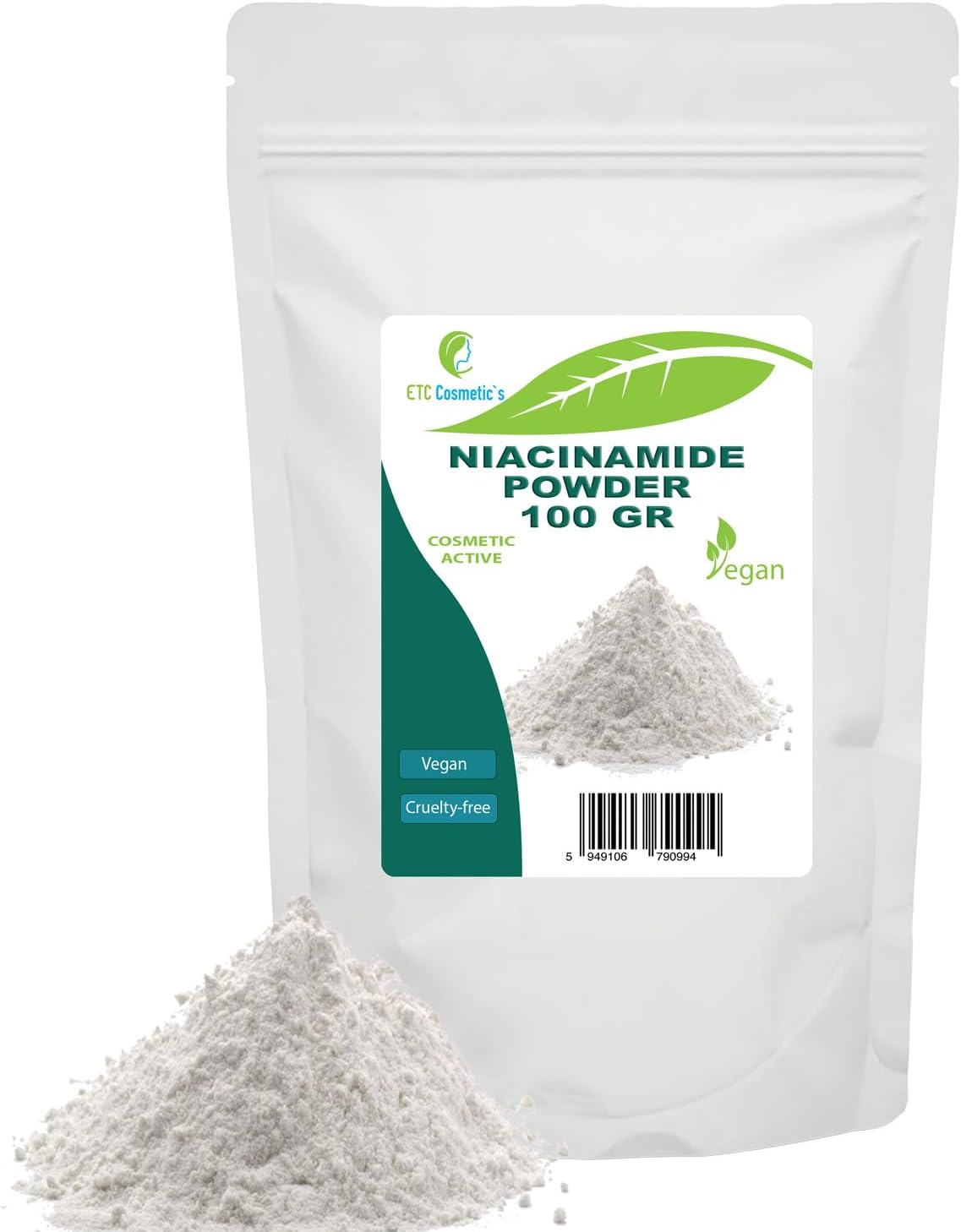 Niacinamide Powder - 100 gr - (Vitamina B3, Nicotinamidă, Vitamina PP) - Suitable for a Broad Range of Cosmetic Applications in Skin Care and Hair Care