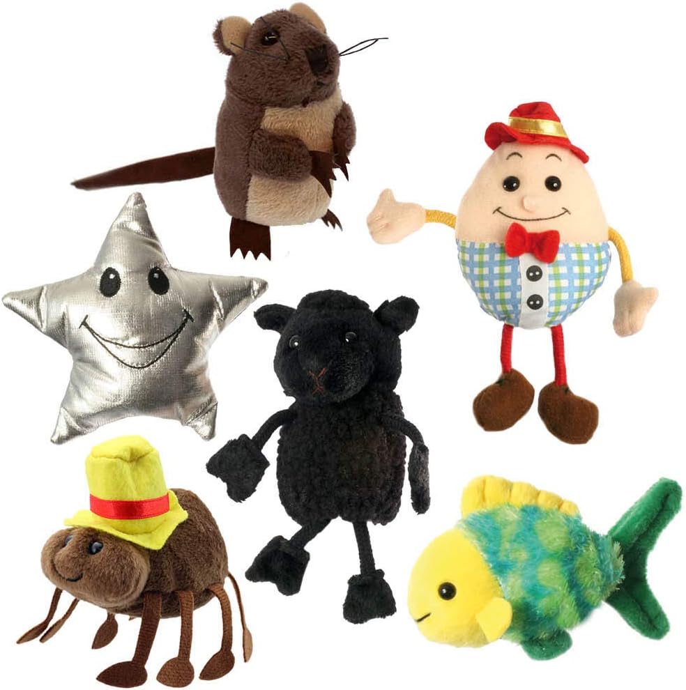 The Puppet Company Nursery Rhyme Finger Puppets, Set of 6 - Mini Plush Characters for Children – Interactive Nursery Rhyme Toy Set for Storytelling, Learning, Imagination, Roleplay and Fun Games