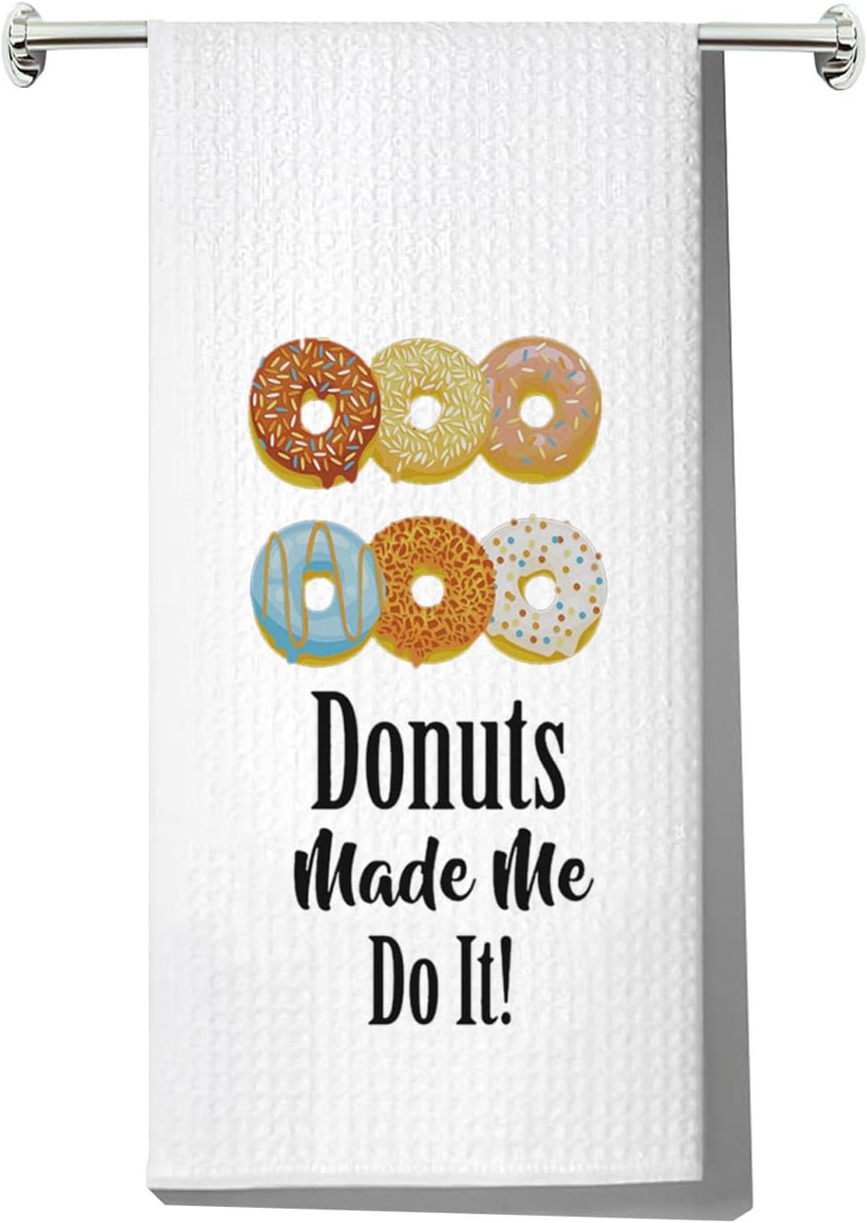 LEVLO Funny Donut Kitchen Towel Donut Lover Gift Donuts Made Me Do lt Tea Towels Housewarming Gift Waffle Weave Kitchen Decor Dish Towels (Donuts Made Me)