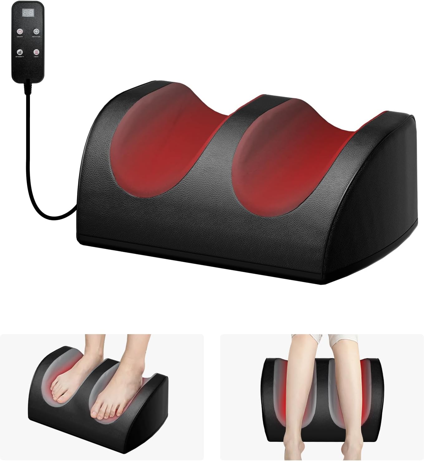 Foot Massager with Heat and Foot Massage, Electric Foot Massager with Cord Remote Control, Birthday Gifts for Mom and Dad (Black)