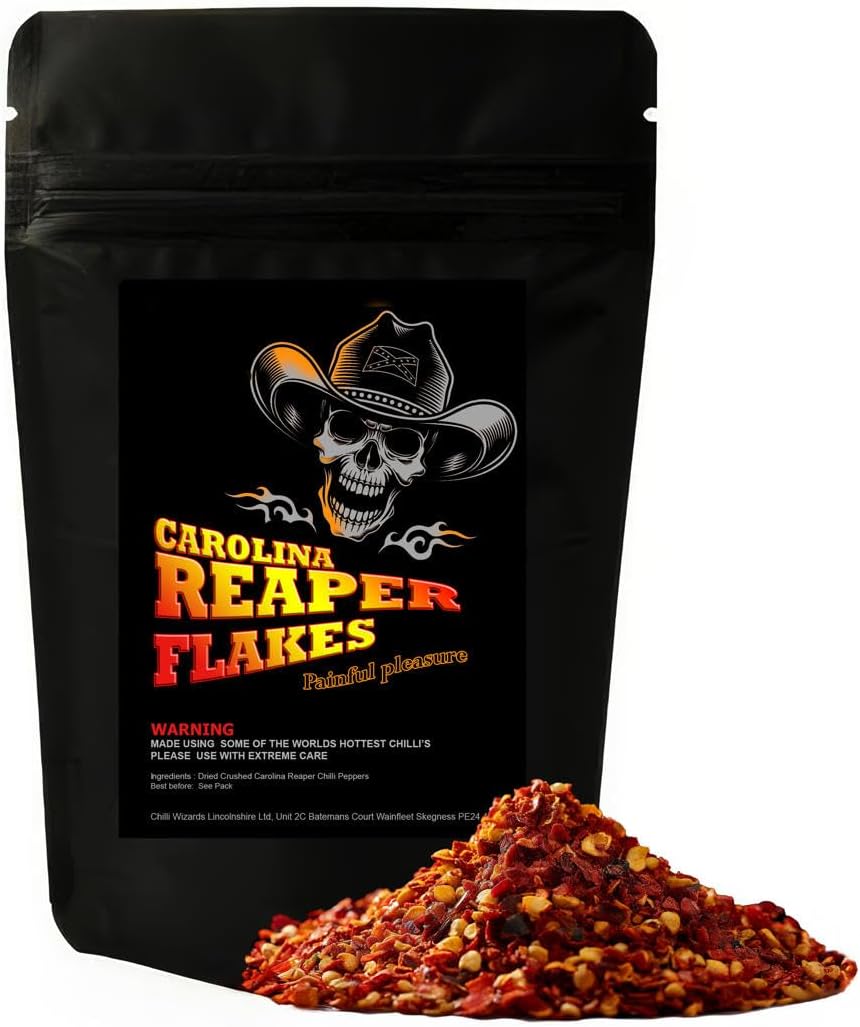 Genuine 100% Carolina Reaper Flakes 25g - Worlds Hottest Chilli