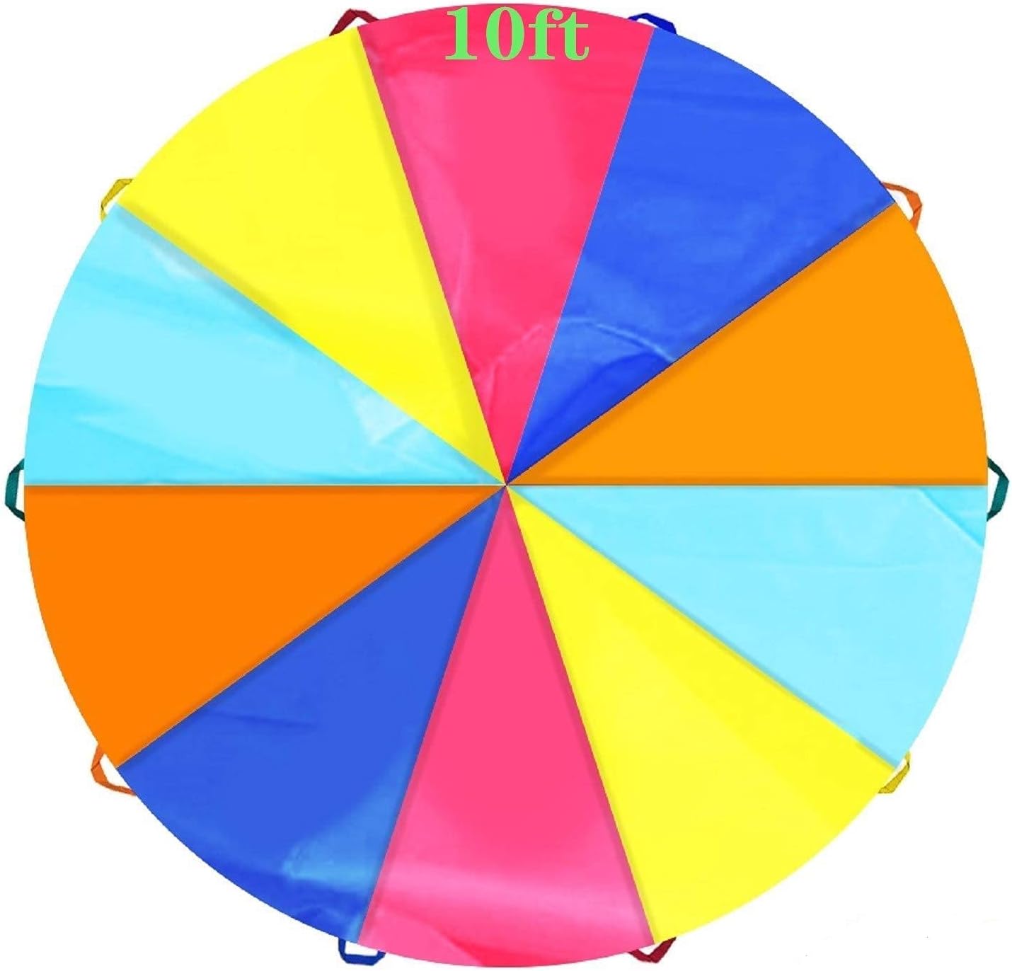 SUPNFOX 6ft, 10ft, 20ft Play Parachute Kids Rainbow Parachute Toy, Parachute for Kids with Handles, Outdoor Indoor Play Equipmen Lawn Games Picnic Blanket Mat