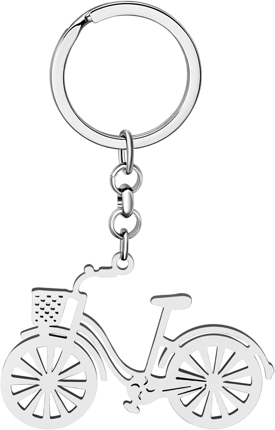 NEWEI Gifts for Bicycle Enthusiasts Cute Road Bike Keychain Motorcycle Bicycle Jewelry Charms for Women Girls Car Accessories (Basket Bike Silver Plated)