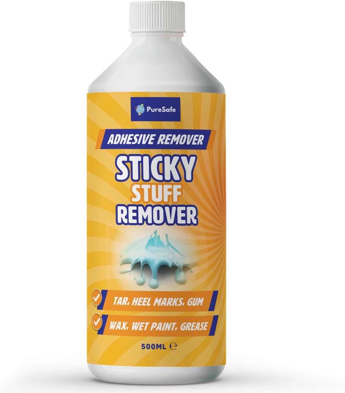 PureSafe 500ml Sticky Stuff Remover Extra Strength Powerful Adhesive, Glue, and Sticker Residue Remover for Windows, Carpets, Glass, Plastic and Fabric