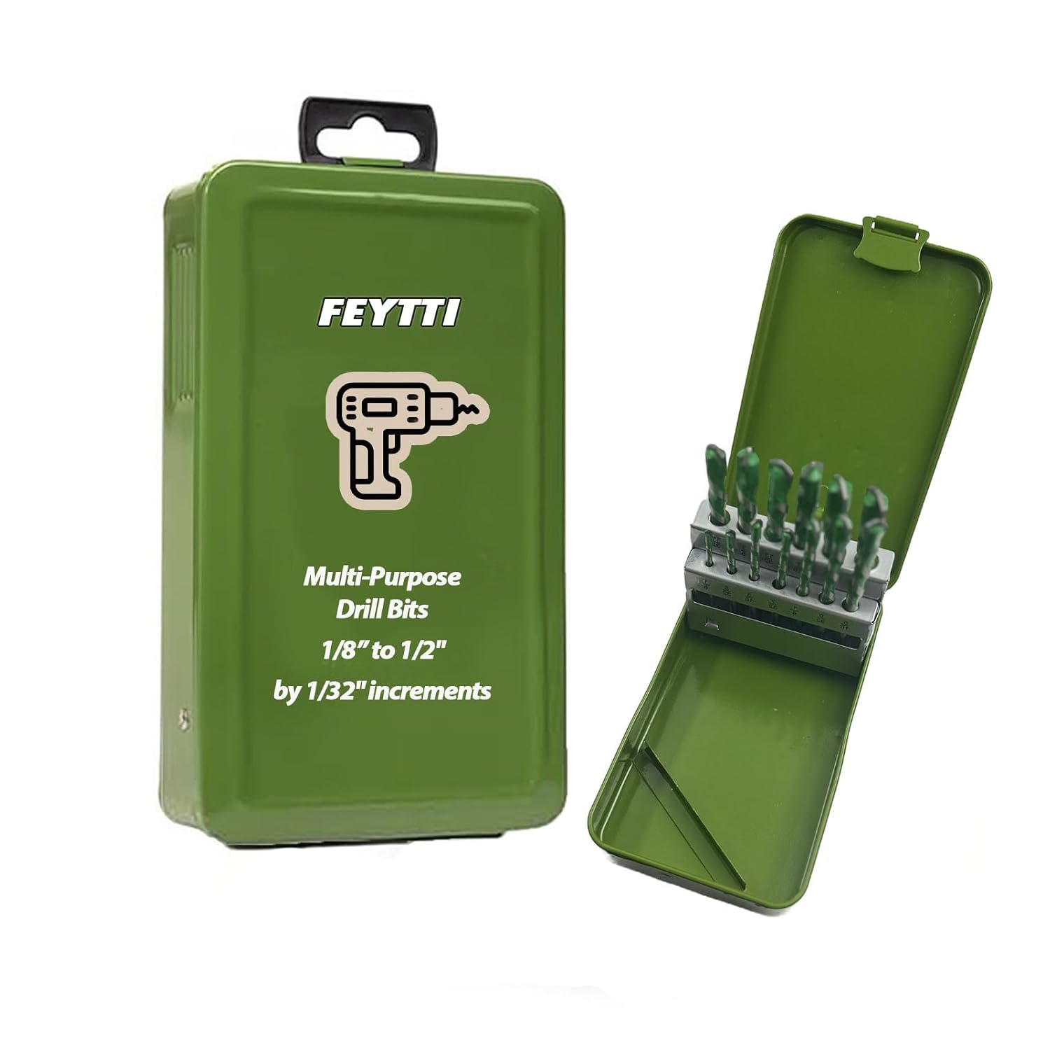 13 Piece Multi-Purpose Drill Bit Set, Titanium Twist Drill Bits with Round Shank & Index Storage Case, Durable for Hardened Metal, Stainless Steel, Cast Iron, Wood, Plastic, DIY & Professional Use