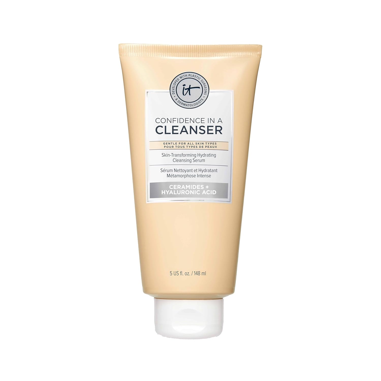 IT Cosmetics Confidence in a Cleanser - Hydrating Face Wash With Hyaluronic Acid & Ceramides, Supports Skin Barrier, Removes Makeup, Vegan, Sulfate Free, Gentle For All Skin Types