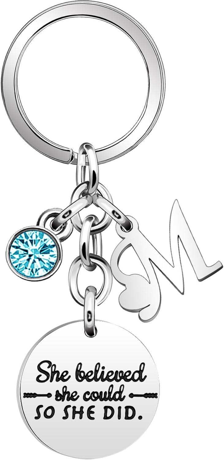 Inspirational Gift Key Chains "She Believe She Could So She Did"Encourage Key Rings for Her Women Girls Sister BFF Best Friends Bestie Colleague Graduation Birthday Christmas Anniversary Key Chain