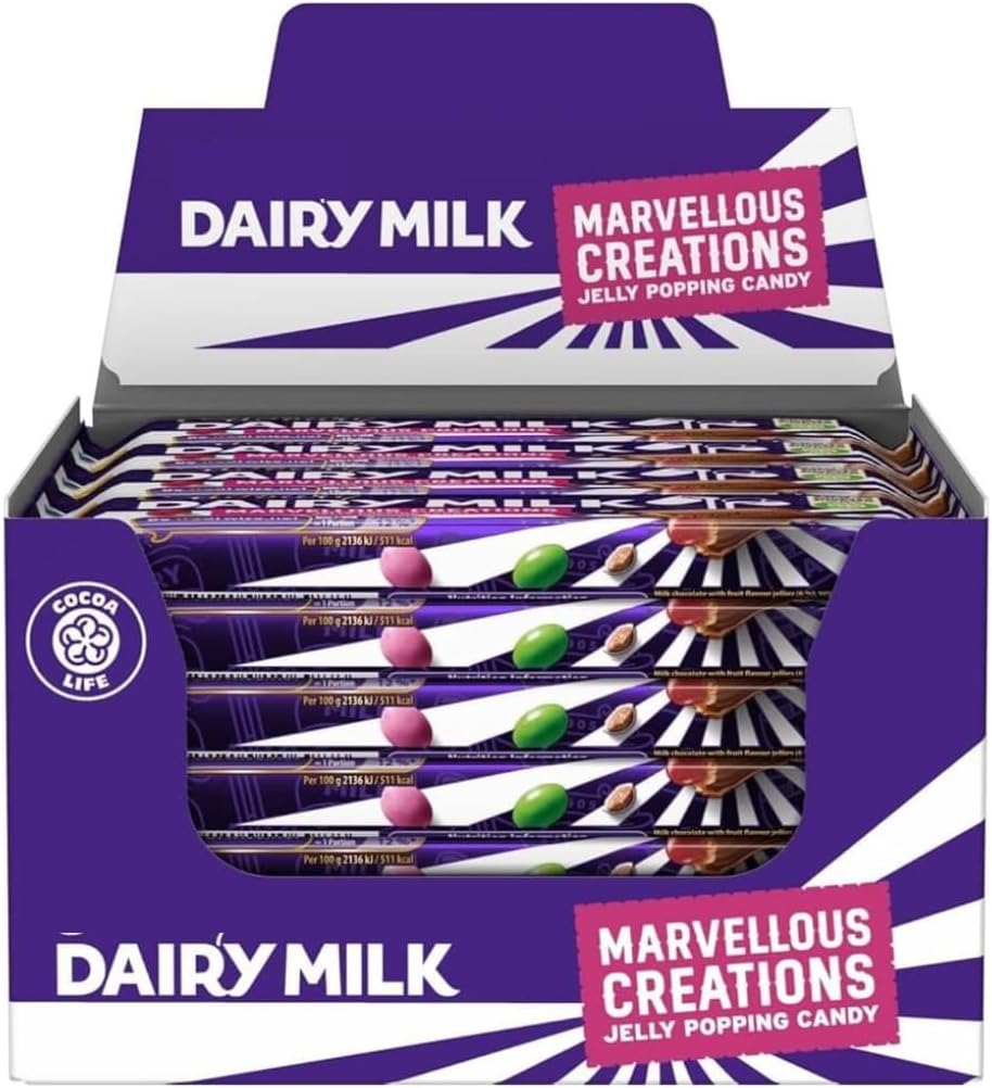 Dairy Milk Marvellous Creations Jelly Popping Chocolate Bar Case of 24x47g By Fantastic Trade Store Chocolate Collection