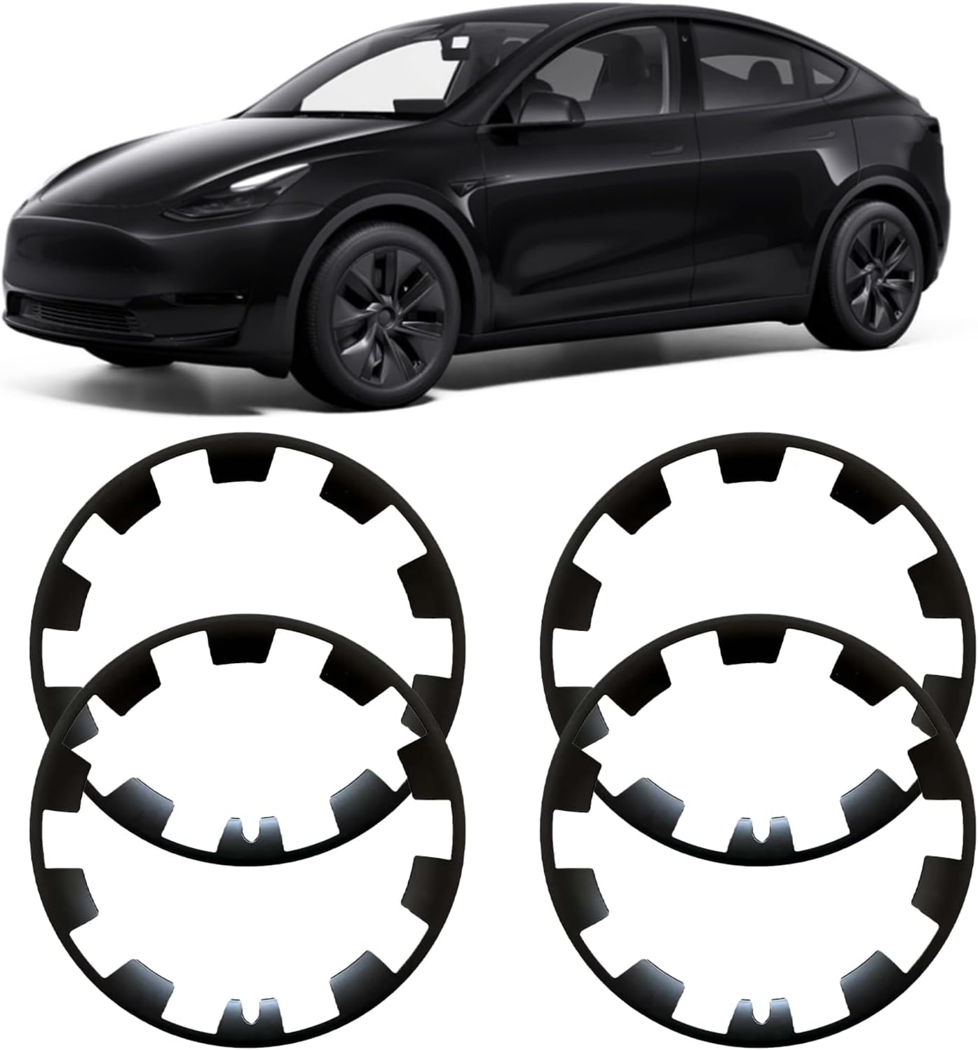 Wheel Rim Protector compatible with Tesla Model Y, 20inch ABS Hub Cap, 4Pcs Rim Guard Cover Car Protection for Model Y 2021-2023,Hub Centre Caps Replacement(Black)