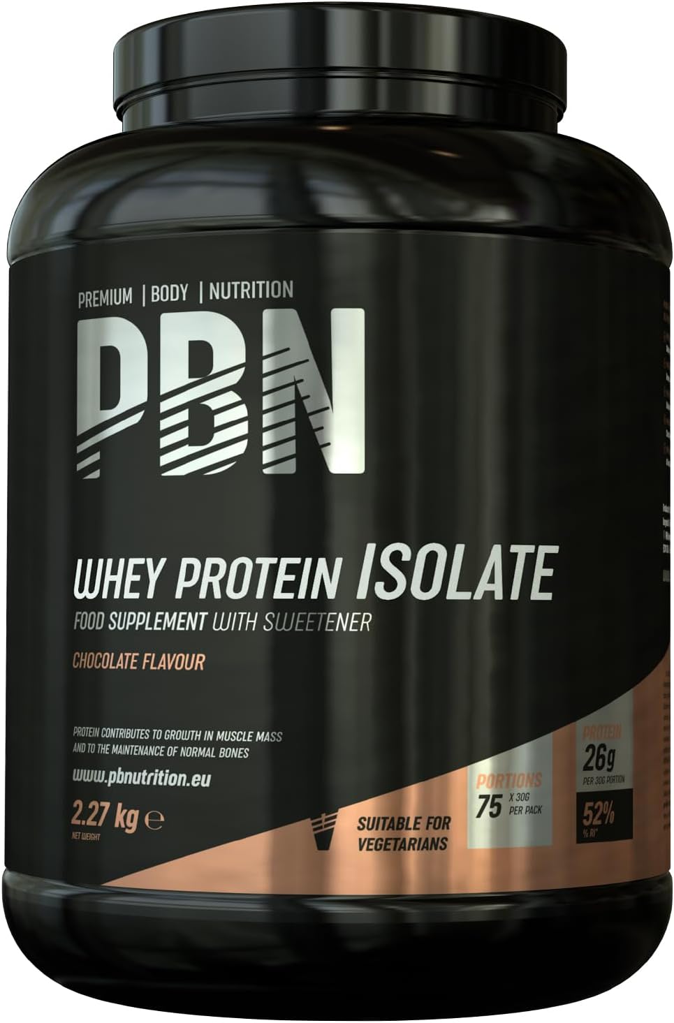 Premium Body Nutrition - Whey Isolate Protein Powder, Chocolate - 75 Servings, 2.27 kg (Pack of 1)