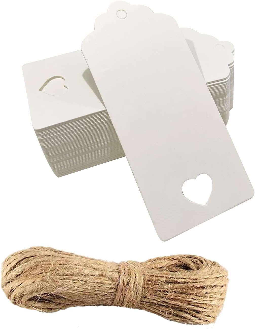 Kraft Paper Tag, 50pcs Gift Tag Blank with Lovely Hollow Heart for Wedding Favour Cards, DIY Tag, Gift Labels, Price Label (White Tag-50Pcs)