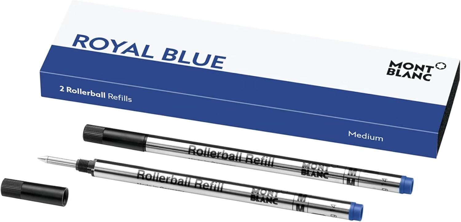 Montblanc Rollerball Refills (M) Royal Blue 105159 – Refill Cartridge with a Medium Nib for Rollerball Pens – 2 x Purple Pen Refills