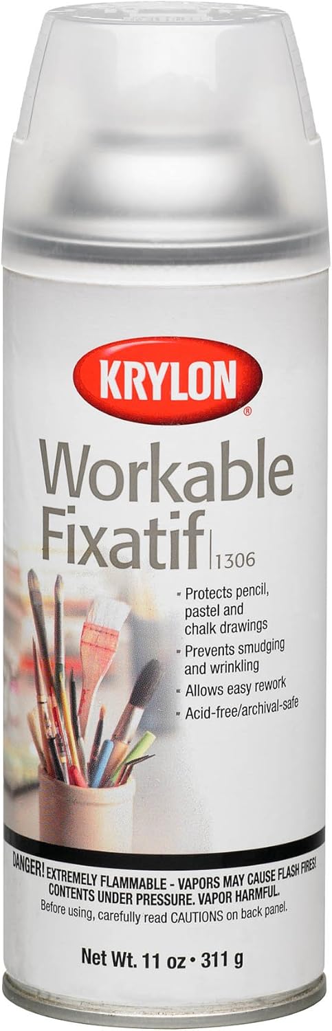 Krylon K01306 Workable Fixatif Spray Clear, 11-Ounce Aerosol,Matte