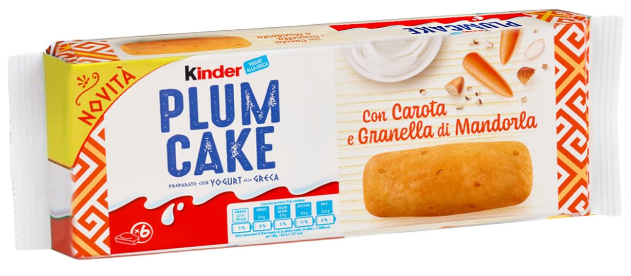 Kinder Plum Cake con Carota e Granella di Mandorla, Plumcake Preparato con Yogurt alla Greca 192g (2025)