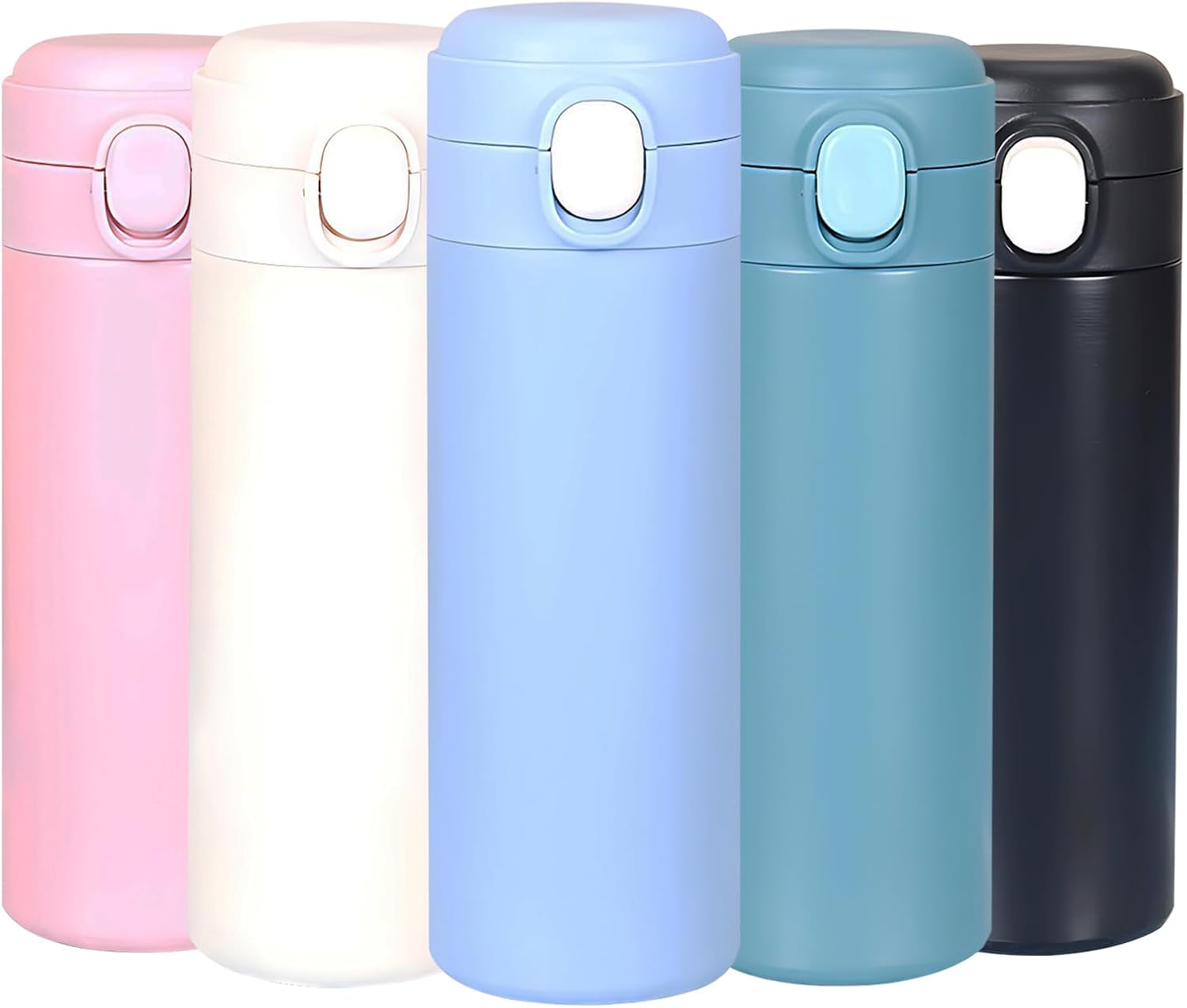 Senshuomy Travel Mugs,Insulated Coffee Cup with Leakproof Lid,Car Coffee Cup,Reusable Coffee Cups Travel,Stainless Steel Thermal Mug for Hot and Cold Coffee Water and Tea(Light Blue/450ml)