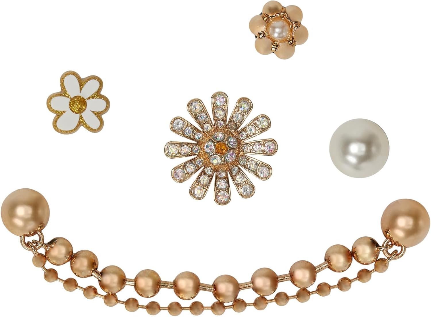 Crocs Jibbitz Charms,Pretty in Gold 5 Pack