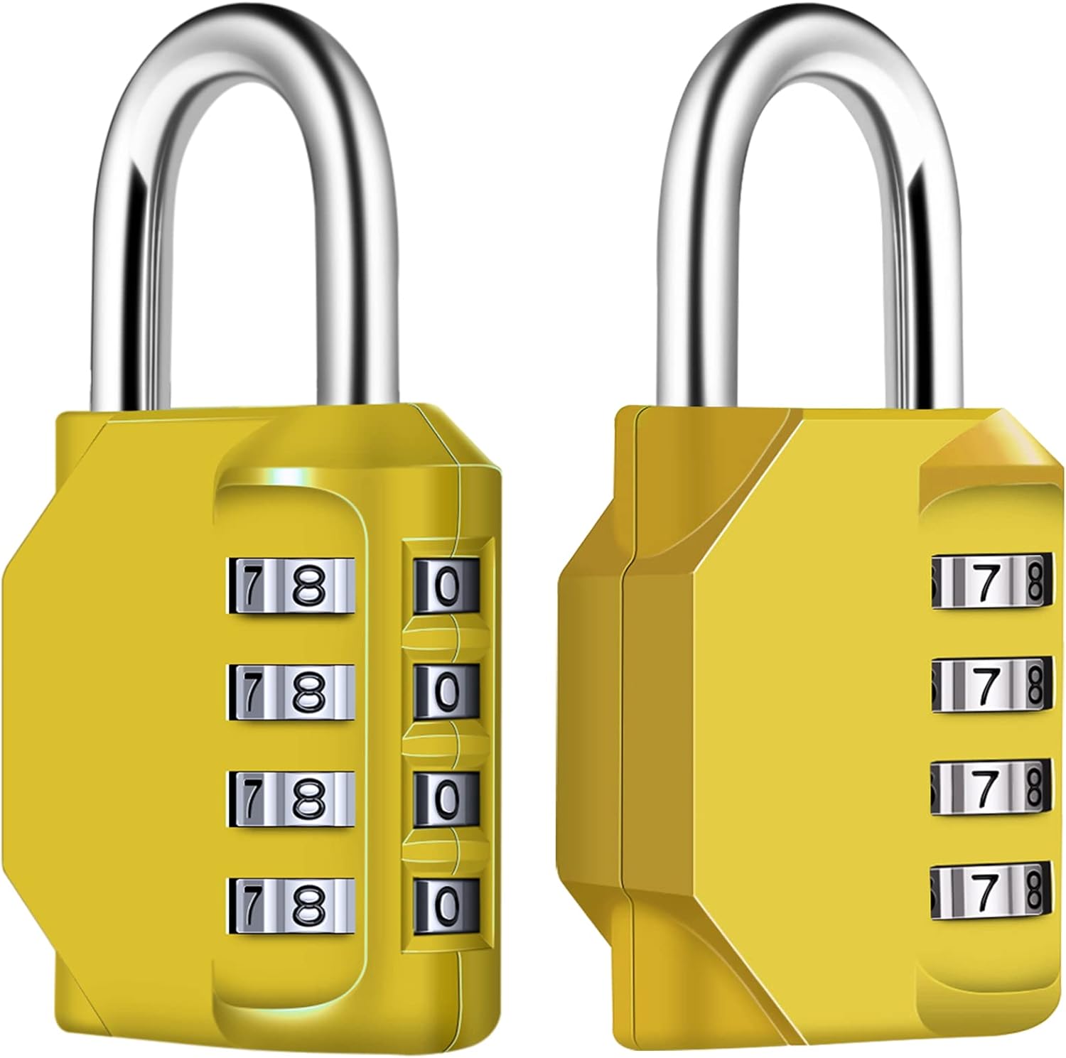 Diyife Combination Padlock, [2 Pack] 4 Digit Lock Combination, Resettable Combination Padlock Weatherproof Outdoor for School Gym Locker Cabinet, Garage, Gate, Shed (Yellow)