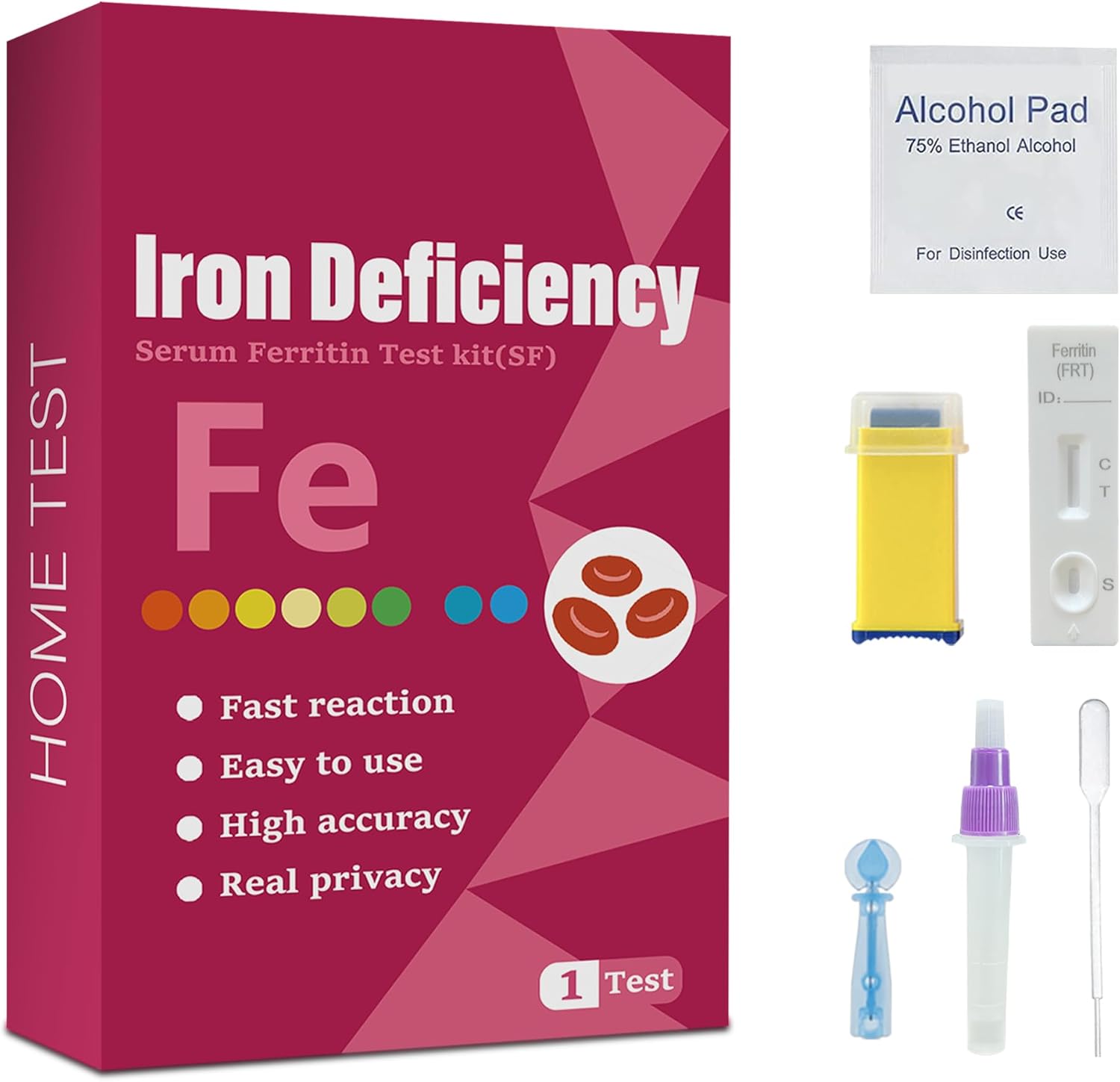Iron Deficiency Test Kit, Suitable for Children and Adults, at-Home Iron Test Kit for Anemia.Iron Test Kit for Quick Response and Accurate Results