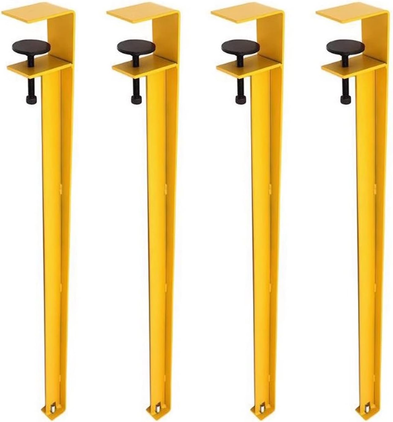 YUJIANHUAA 4 Pcs F-shaped Clamp-on Table Legs, Adjustable Worktop Support Legs, for Coffee Bar Table, No Punching Design (71cm, Yellow)