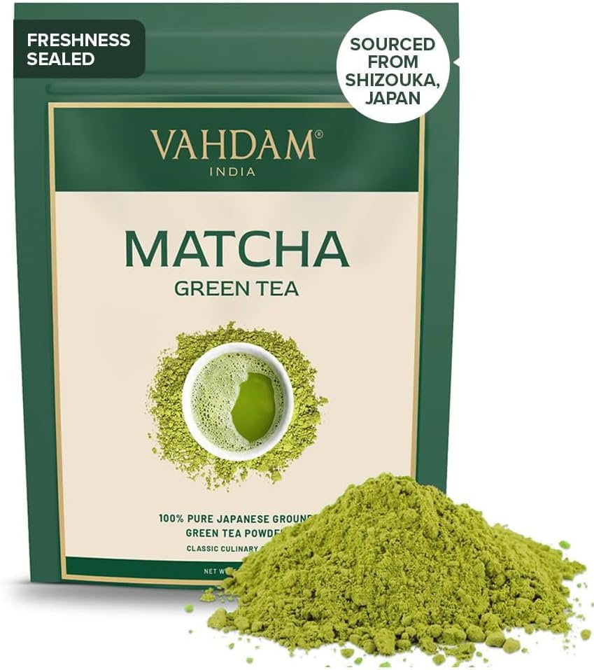 VAHDAM, Matcha Green Tea Powder (100g) Authentic Japanese First Harvest Culinary Grade from Shizuoka, Japan | Resealable Ziplock Pouch