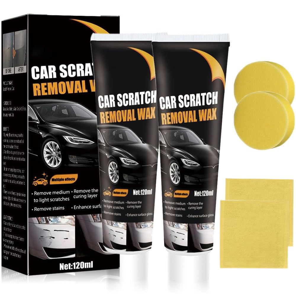 2PC Scratch Remover for Vehicles, 2025 Upgrade Car Scratch Remover Kit with Wipe Sponge Car Paint Scratch Repair Polishing Wax, Vehicles Car Scratch Remover Car Scratch Repair Paste