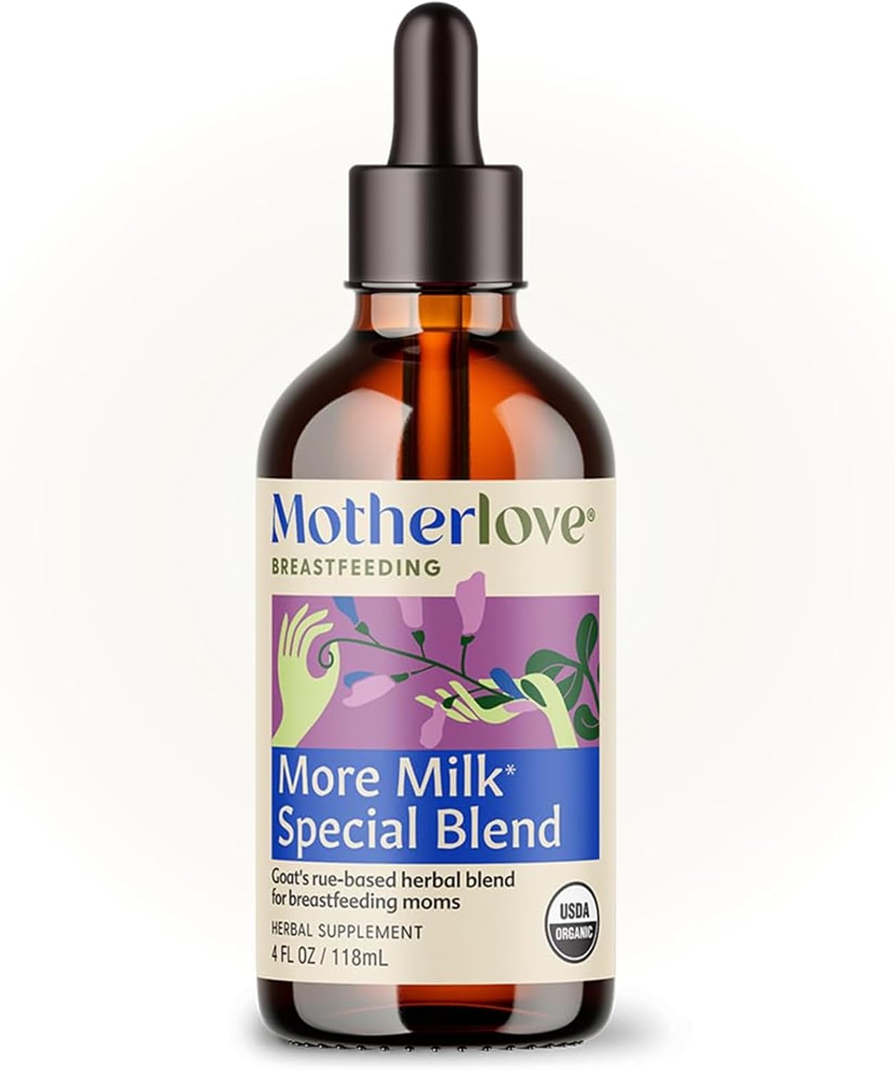 Motherlove More Milk Special Blend Tincture (4 oz Value Size) Herbal Lactation Supplement w/Goat’s Rue to Build Breast Tissue & Support Breast Milk Supply—USDA Certified Organic, Vegan, Soy-Free