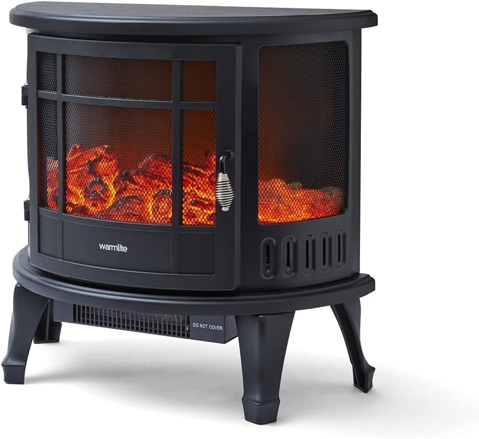 Warmlite WL46017 Bath Log Effect Fire with Adjustable Temperature and Flame Controls, 1800W, Black