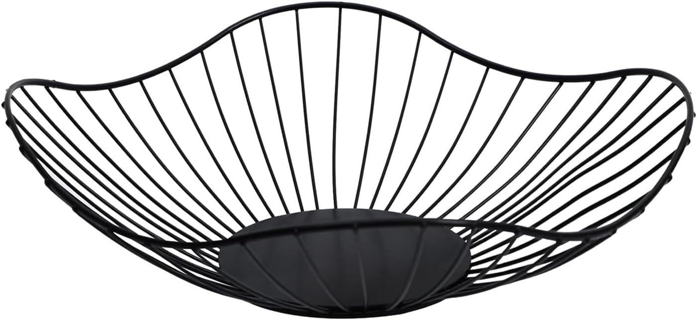 Hniuyun Black Fruit Bowl, Metal Wire Fruit Basket for Fruit and Vegetable Storage, Minimalism Fruit Holder Stand for Kitchen Counter, Home Decor, Table Centerpiece