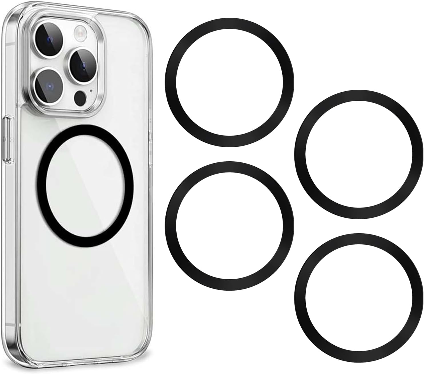 3 PCS Universal Metal Ring Sticker,Compatiable with magsafesticker magnetic ring for phone 16/15/14/13/12/11 Series/Car Holder for iPhone/Android Phone Cases Metal Rings(without Magnetic)
