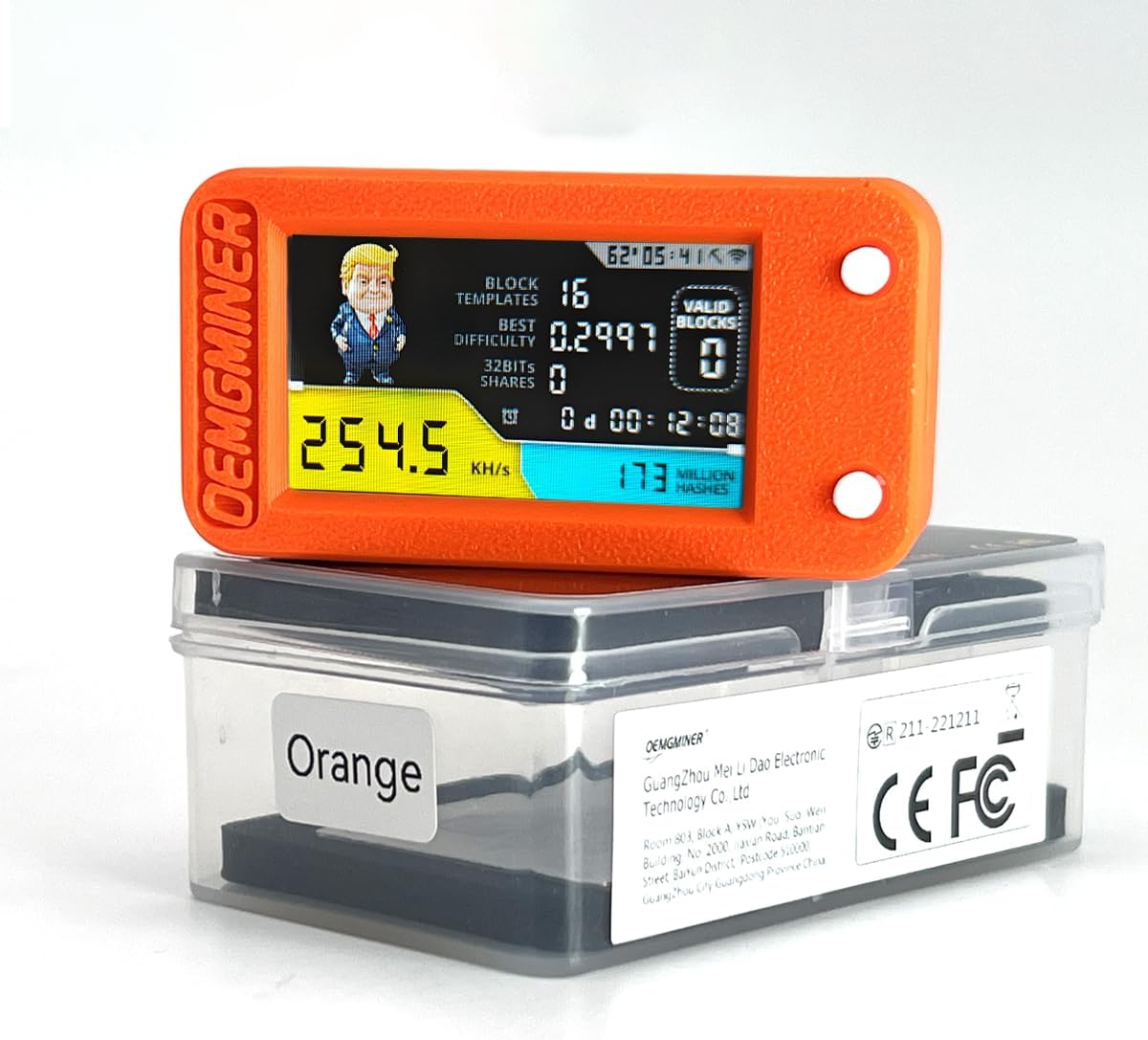 NerdMiner V2 Pro 250KH/s T-Display S3 Bitcoin Solo Lottery Miner - Low Power Consumption, WiFi, USB-C - Edition, 3.125 BTC Winning Potential – Ideal for Home Mining (Orange)