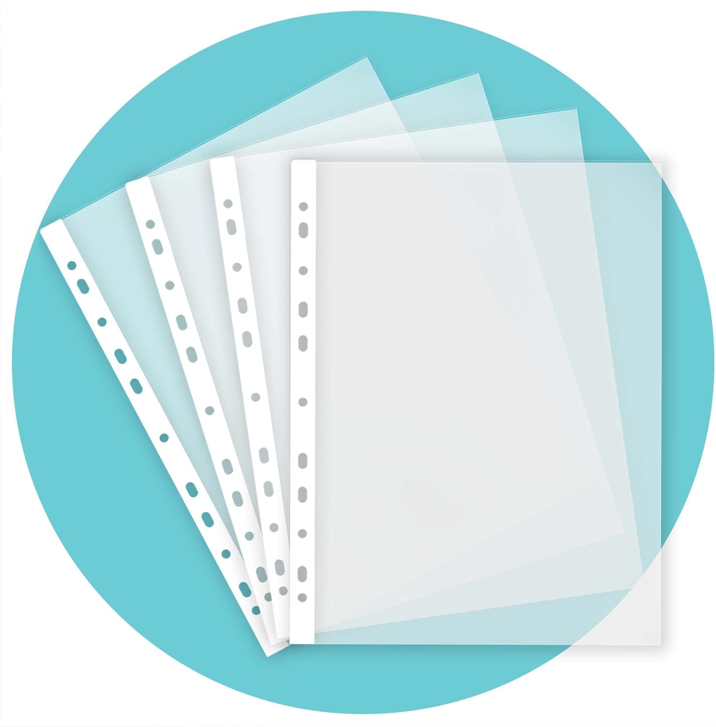 Triplast 25 x A4 Punched Pockets - Transparent & Top Opening for Easy Access - Poly File Pockets & Clear Plastic Sleeves for Organising Letters & Documents in Lever Arch Files, Ring Binders, etc