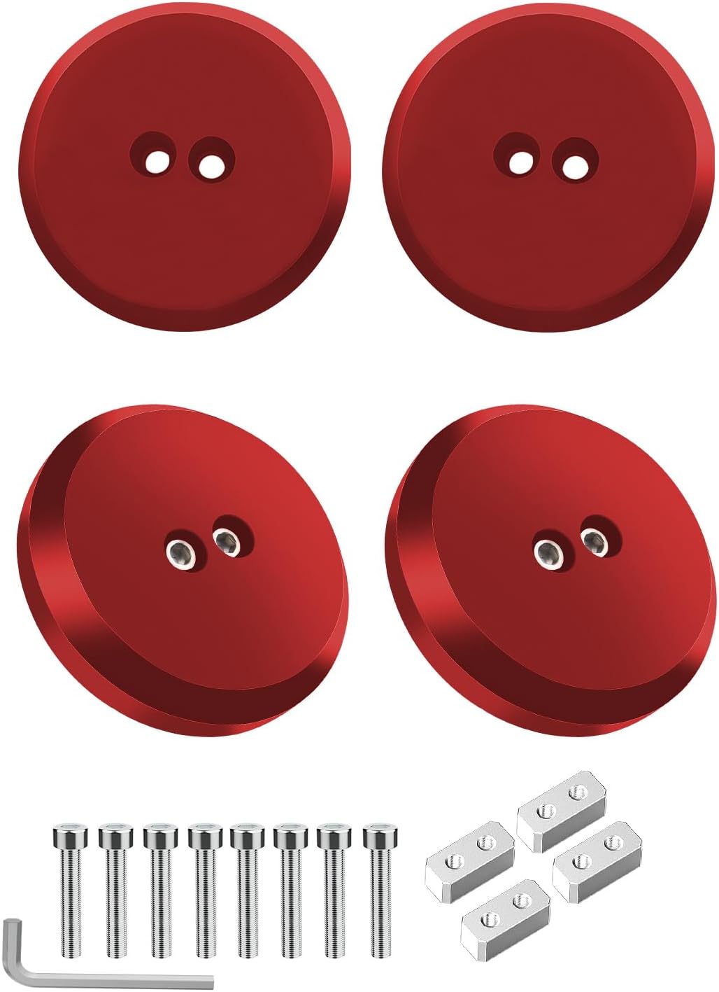Corvette Jack Pucks Billet Aluminum Lifting Puck Jack Pad Adapter Floor Jack Pad Compatible with 1997-2025 Corvette C5 C6 C7 C8/ Porsche 944 964 993 996 997 911 Boxster Cayman -(4 Pack Red)