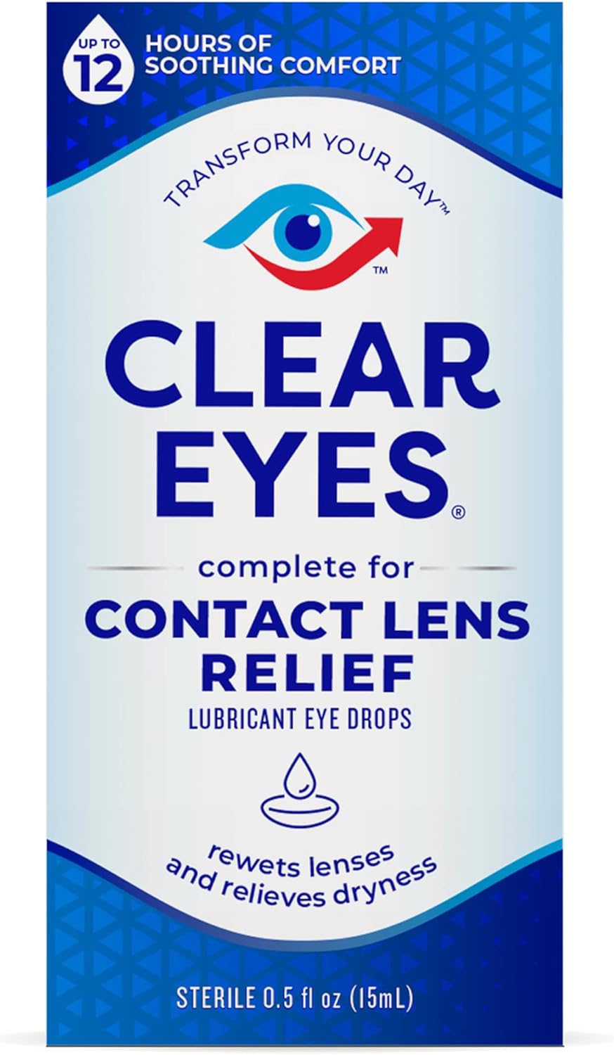 Clear Eyes Contact Lens Relief Eye Drops, 0.5 Fl Oz