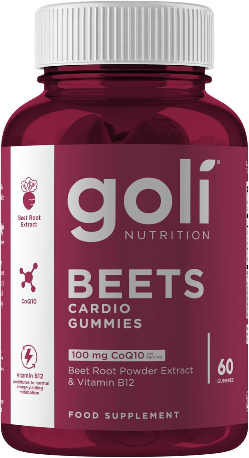 Goli Nutritional Supplement, Beets Cardio Gummy - 60 Count - 100mg CoQ10 & Beet Root Extract - Gluten-Free, Vegan, Non-GMO, and Gelatin-Free. Nature's Great Superfood.