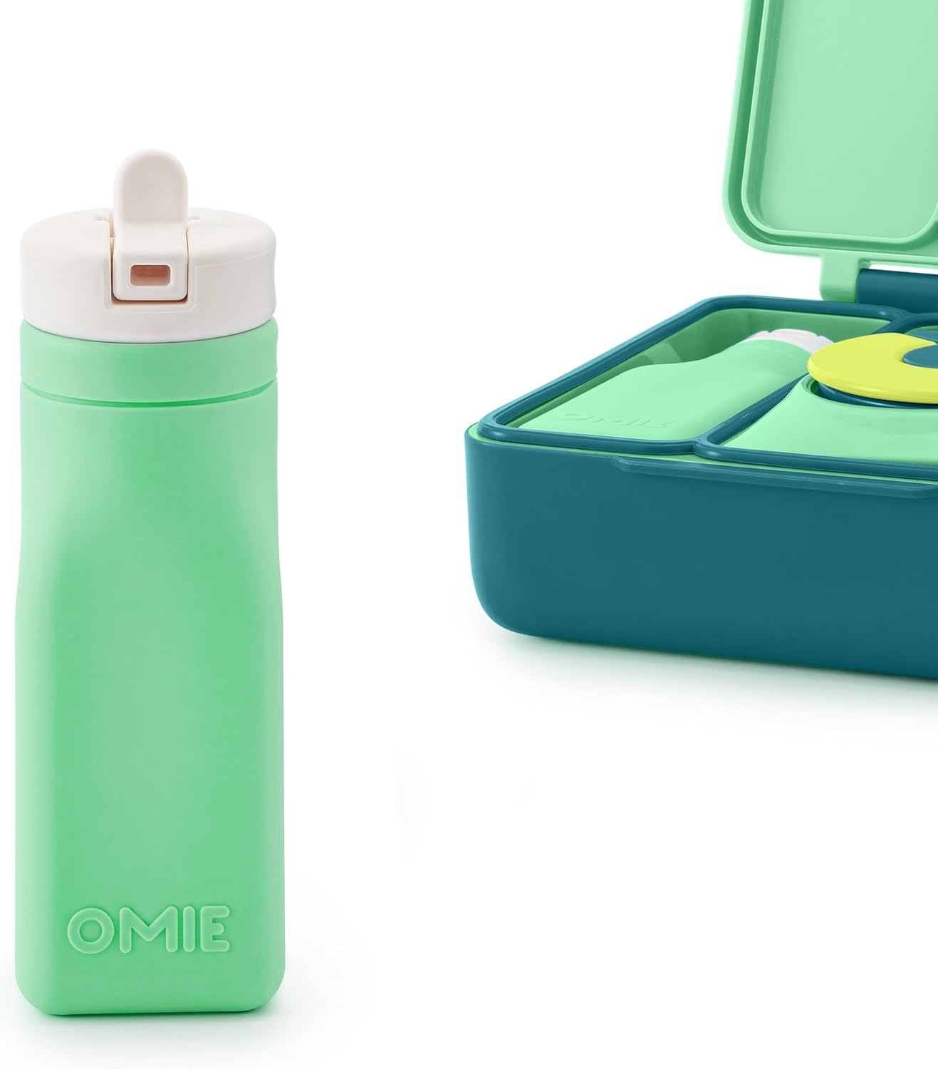 OmieBox Reusable Silicone Water Bottle - 8.7 oz, Straw Top, BPA-Free & Phthalate-Free, Leak-Proof (Green)