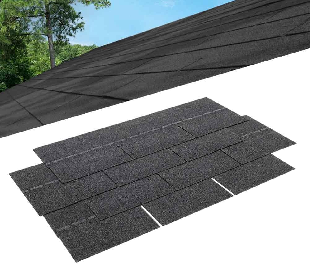 Pack of 18pcs Asphalt Roof Shingles 2.61sqm Self-adhesive Sheds Roofing Felt Shingles Tiles for Most Roof of Sheds Arbour Porch Wendy House Doghouse Log Cabin (Square 3 Tab Shingles, Grey)