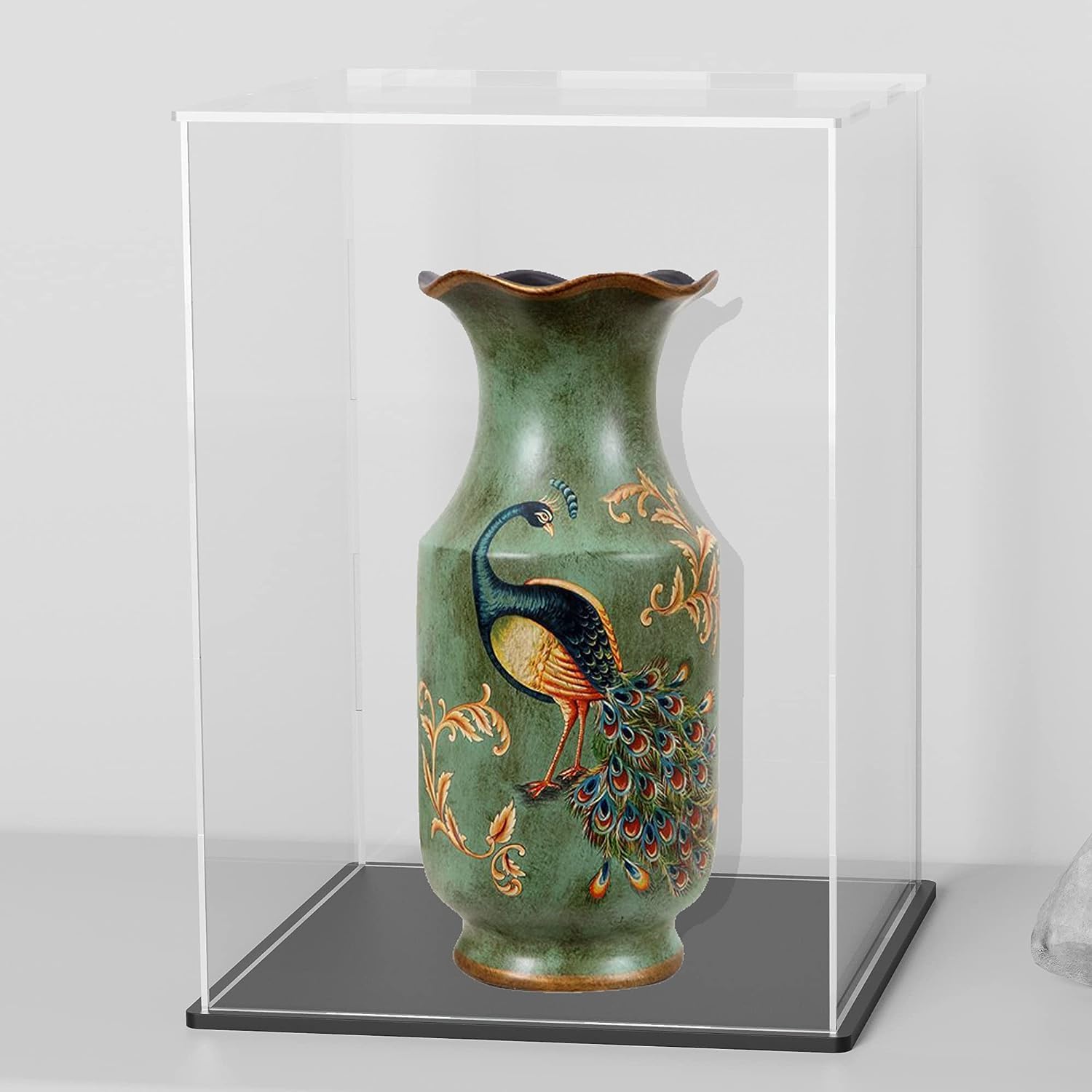 Acrylic Case for Display, Clear Acrylic Display Box with Matte Black Base, Dustproof Display Case with Lid for Collectibles, Trophy and Toys (7x7x11 inch)