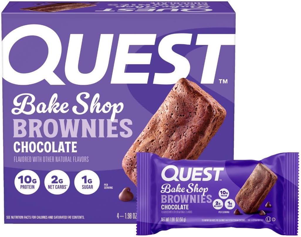 Quest Bake Shop, Chocolate Brownies, 10g Protein, 2g Net Carbs, 1g Sugar, 4 Count