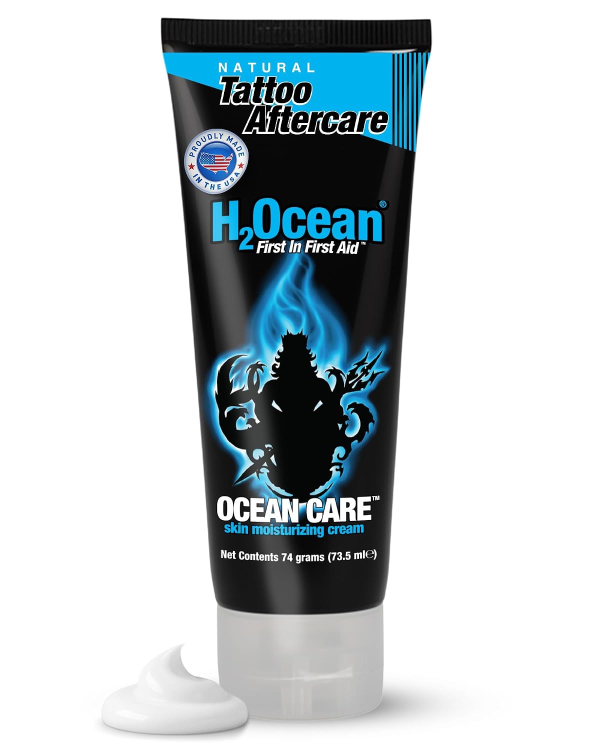 H2Ocean Ocean Care Tattoo Aftercare Lotion | Water-Based Sea Salt Moisturizing Cream | Fragrance & Dye Free Vegan Skin Care for New & Old Tattoos | 2.5 oz